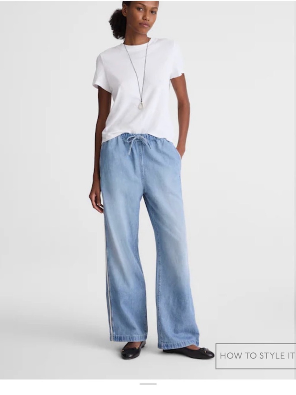 Madewell Light Blue Wide-Leg Drawstring Jeans - fits like xs
